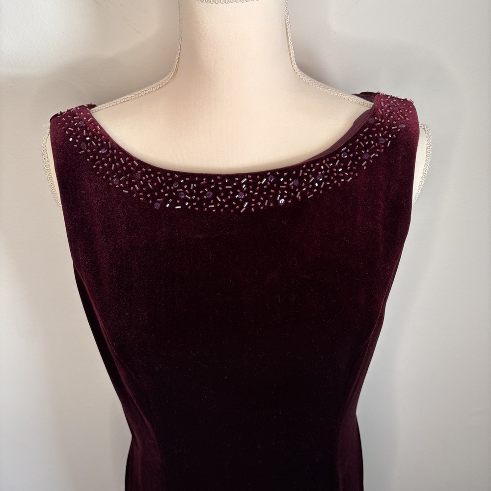 Coldwater Creek Whimsigoth Maxi Dress Sz 10 Dark Fairy Vtg 90s Red Velvet & Mesh